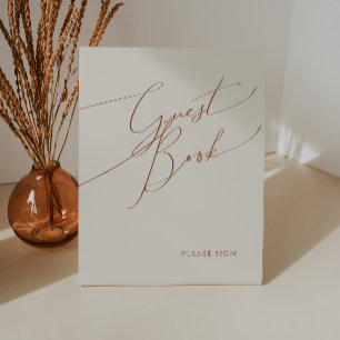 Whimsical Desert   Beige Guest Book Reclamebord Met Voetstuk