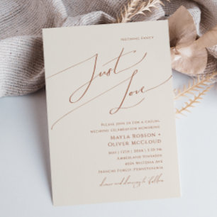 Whimsical Desert Beige Just Love Wedding Kaart