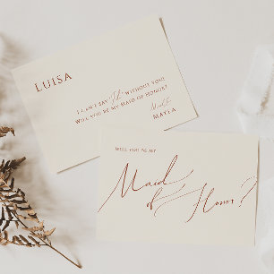 Whimsical Desert Beige Maid of Honor Kaart