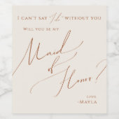 Whimsical Desert | Beige Maid of Honor proposal Wijn Etiket (Enkel label)