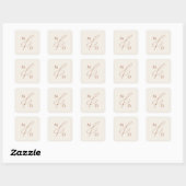 Whimsical Desert | Beige monogram Envelope Seal Vierkante Sticker (Vel)