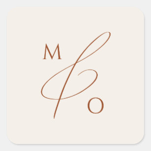 Whimsical Desert Beige monogram Envelope Seal Vierkante Sticker