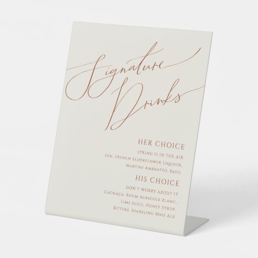 Whimsical Desert | Beige Signature Drinken Reclamebord Met Voetstuk (Voorkant)