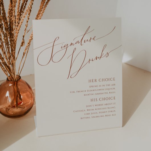Whimsical Desert | Beige Signature Drinken Reclamebord Met Voetstuk