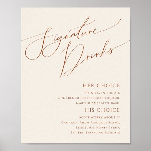 Whimsical Desert | Beige Signature Drinks Bordje Poster (Voorkant)
