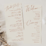 Whimsical Desert | Beige Weddenschap Programmakaart<br><div class="desc">Deze witte woestijn | Het beige trouwprogramma is perfect voor je eenvoudige, rustige, westerne beige en terracotta aardentonen bruiloft. Het neutrale aardeboho kleurenpalet is zuidwest met een modern retro-gevoel. Het manuscript is een delicate minimalistische handgeschreven kalligrafie die vrij elegant en romantisch is. Het product is bewerkbaar en beschikt over voldoende...</div>