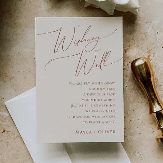 Whimsical Desert | Beige Weddenschap Wishing Well Informatiekaartje