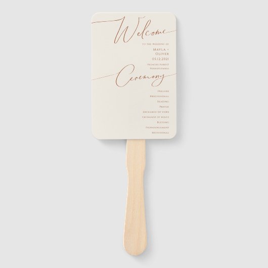 Whimsical Desert | Beige Wedding Programme Handwaaier (Voorkant)