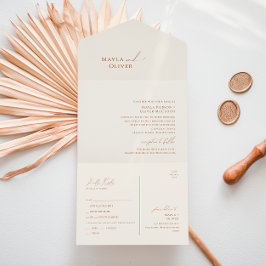 Whimsical Desert | Beige zegel en Verzending All In One Uitnodiging