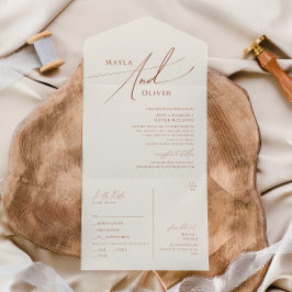 Whimsical Desert | Beige zegel en Verzending All In One Uitnodiging