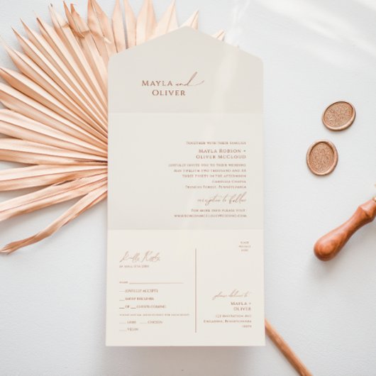 Whimsical Desert | Beige zegel en Verzending All In One Uitnodiging