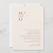 Whimsical Desert | Belige monogram bruiloft Kaart (Voorkant)