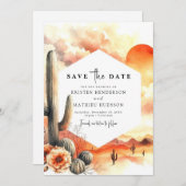 Whimsical Desert Cactus Wedding Save The Date (Voorkant / Achterkant)