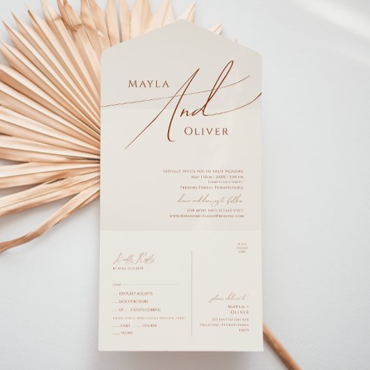 Whimsical Desert | Casual beige afdichting en verz All In One Uitnodiging