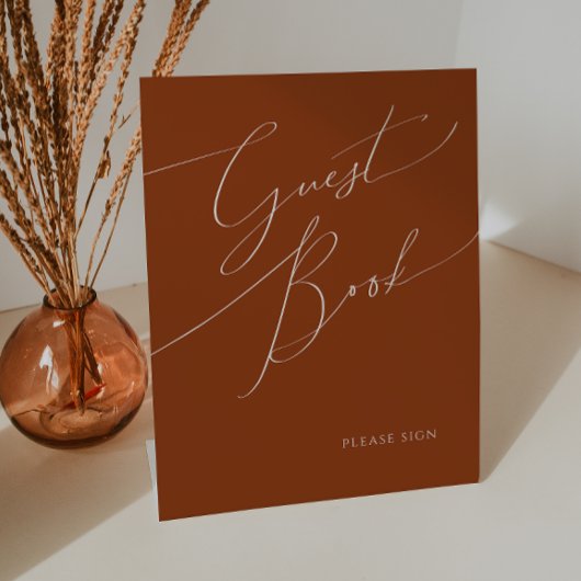 Whimsical Desert | Guest Book Terracotta Reclamebord Met Voetstuk