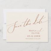 Whimsical Desert | Horizontaal beige Save The Date (Voorkant)