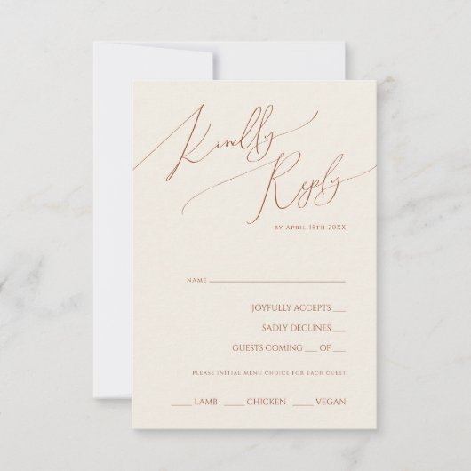 Whimsical Desert | Keuze uit het beige menu RSVP-k (Voorkant)