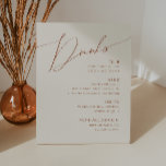 Whimsical Desert | Menu Drinken beige Wedding Reclamebord Met Voetstuk<br><div class="desc">Deze witte woestijn | Beige bruiloft drink menu pedestal bord is perfect voor je eenvoudige rustige westerne beige en terracotta aardnoten bruiloft. Het neutrale aardeboho kleurenpalet is zuidwest met een modern retro-gevoel. Het manuscript is een delicate minimalistische handgeschreven kalligrafie die vrij elegant en romantisch is. Het product is bewerkbaar en...</div>