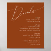 Whimsical Desert | Menu Terracotta Wedding Drinken Poster (Voorkant)