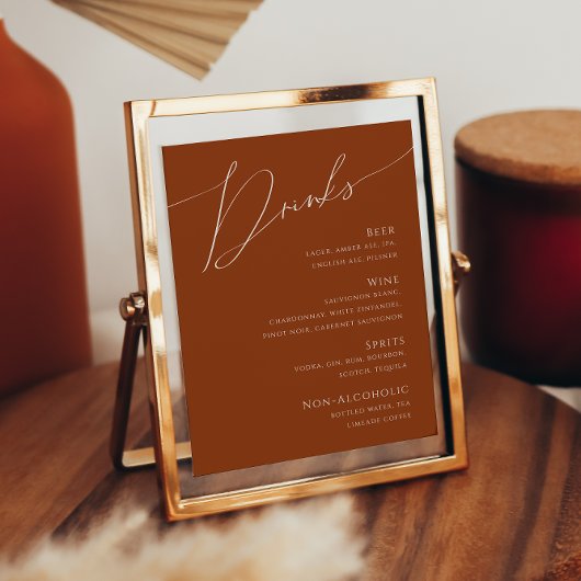 Whimsical Desert | Menu Terracotta Wedding Drinken Poster