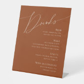 Whimsical Desert | Menu Terracotta Wedding Drinken Reclamebord Met Voetstuk (Voorkant)
