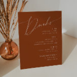 Whimsical Desert | Menu Terracotta Wedding Drinken Reclamebord Met Voetstuk<br><div class="desc">Deze witte woestijn | terracotta bruiloft drink menu pedestal bord is perfect voor je eenvoudige rustige westerne beige en terracotta aardnoten bruiloft. Het neutrale aardeboho kleurenpalet is zuidwest met een modern retro-gevoel. Het manuscript is een delicate minimalistische handgeschreven kalligrafie die vrij elegant en romantisch is. Het product is bewerkbaar en...</div>