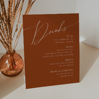 Whimsical Desert | Menu Terracotta Wedding Drinken Reclamebord Met Voetstuk