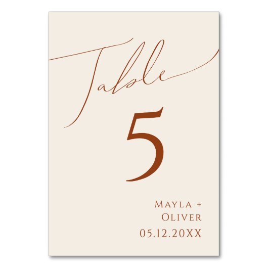 Whimsical Desert | Nummer beige tabel Kaart (Voorkant)