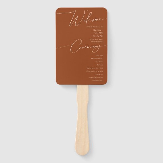 Whimsical Desert | Programma Terracotta Wedding Handwaaier (Voorkant)