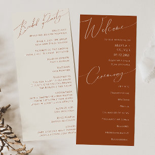 Whimsical Desert Programma Terracotta Wedding Programmakaart