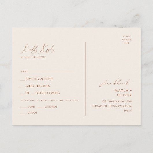 Whimsical Desert | RSVP-Briefkaart in het menu Rus (Achterkant)