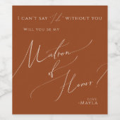 Whimsical Desert | Rust Matron of Honor-voorstel Wijn Etiket (Enkel label)