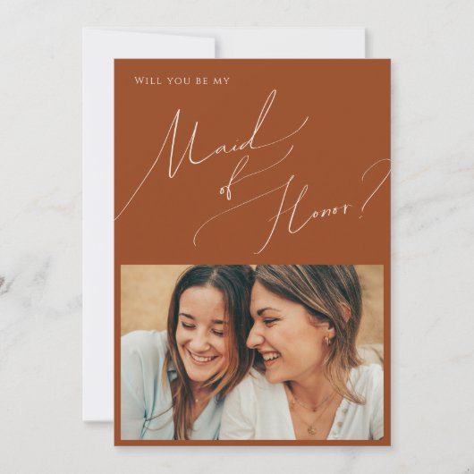 Whimsical Desert | Rust Photo Maid of Honor Kaart (Voorkant)
