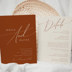 Whimsical Desert   Terracotta all in one Wedding Kaart