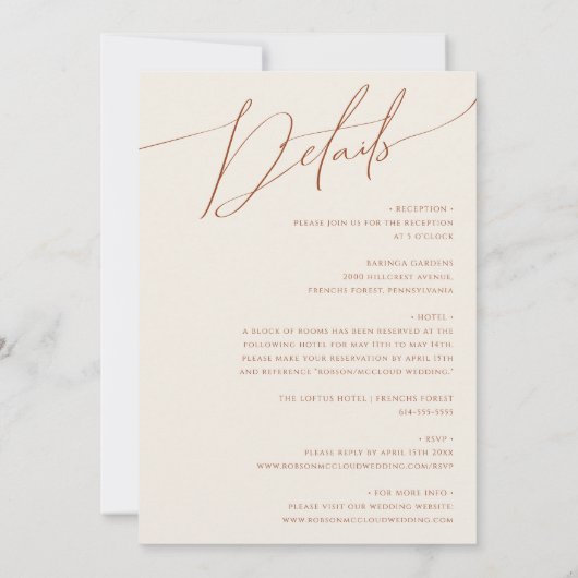 Whimsical Desert | Terracotta all in one Wedding Kaart (Achterkant)