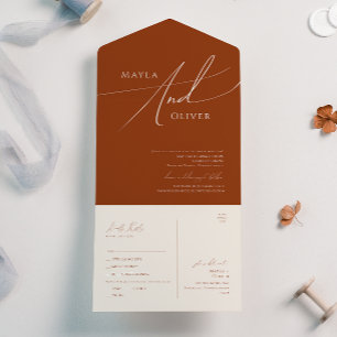 Whimsical Desert   Terracotta Casual zegel en verz All In One Uitnodiging