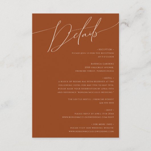 Whimsical Desert | Terracotta — Gegevens Informatiekaartje (Voorkant)