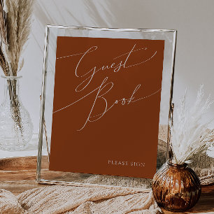 Whimsical Desert   Terracotta Guest Book Sign Poster