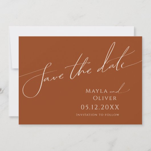 Whimsical Desert | Terracotta Horizontal | Save The Date (Voorkant)