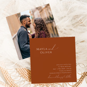 Whimsical Desert   Terracotta Photo Square Wedding Kaart