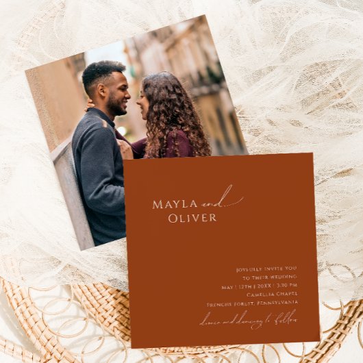 Whimsical Desert | Terracotta Photo Square Wedding Kaart
