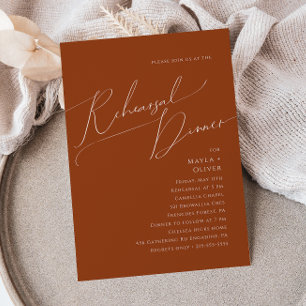 Whimsical Desert   Terracotta Rehearsal Dinner Kaart