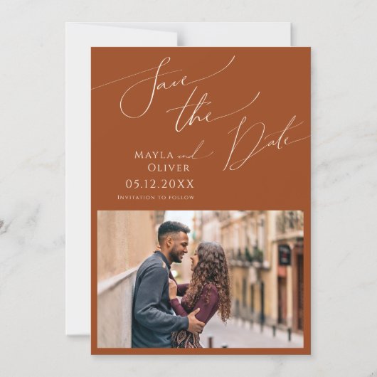 Whimsical Desert | Terracotta Save the Date Magnetische Uitnodiging (Voorkant)