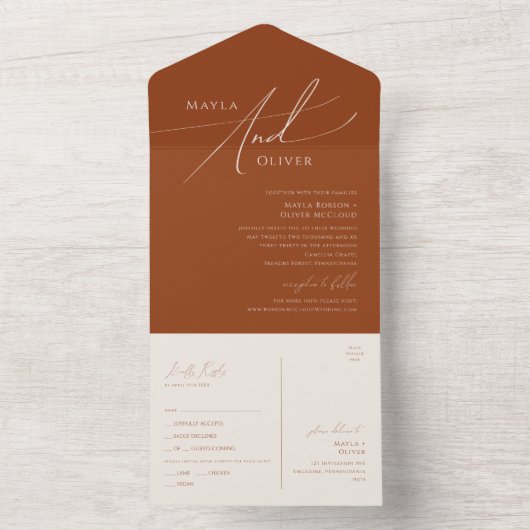 Whimsical Desert | Terracotta Seal and Send All In One Uitnodiging (Binnen)