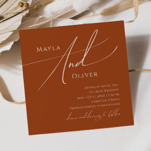 Whimsical Desert   Terracotta Square Wedding Kaart