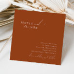 Whimsical Desert | Terracotta Square Wedding Kaart<br><div class="desc">Deze witte woestijn | terracotta vierkant huwelijksuitnodiging is perfect voor je eenvoudige, rustige, westerne beige en terracotta aardentonen bruiloft. Het neutrale aardeboho kleurenpalet is zuidwest met een modern retro-gevoel. Het manuscript is een delicate minimalistische handgeschreven kalligrafie die vrij elegant en romantisch is. Het product is bewerkbaar en beschikt over voldoende...</div>