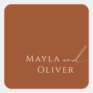 Whimsical Desert Terracotta Wedding Envelope Seals Vierkante Sticker