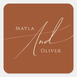 Whimsical Desert Terracotta Wedding Envelope Seals Vierkante Sticker