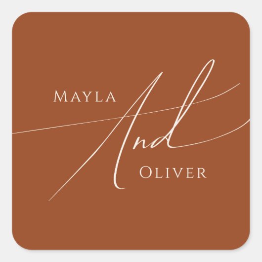 Whimsical Desert Terracotta Wedding Envelope Seals Vierkante Sticker (Voorkant)