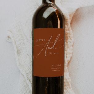 Whimsical Desert   Terracotta Wedding Wine Label Wijn Etiket